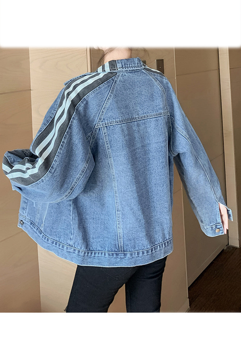 Women Breathable Long Sleeve Thick Modern Collar Neck Classy Denim Jacket