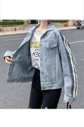 Women Breathable Long Sleeve Thick Modern Collar Neck Classy Denim Jacket