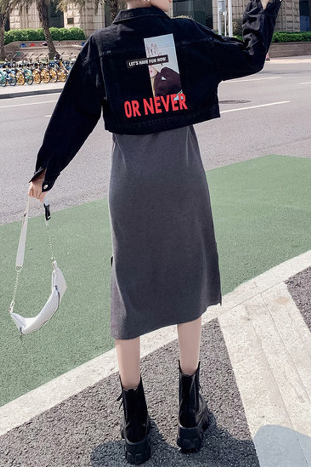 Women Lovely Printed Pattern Trendy Short Length Denim Jacket