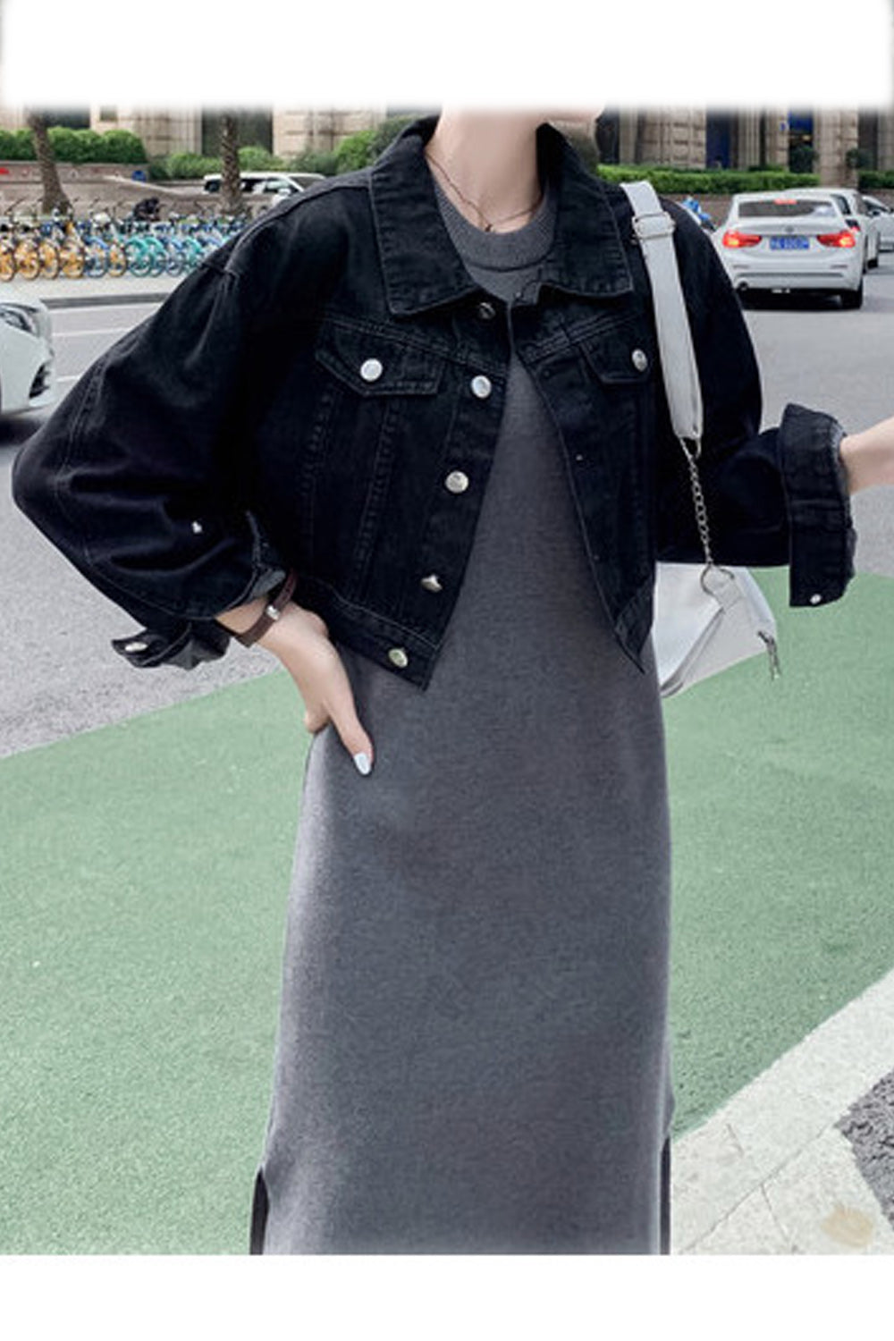 Women Lovely Printed Pattern Trendy Short Length Denim Jacket