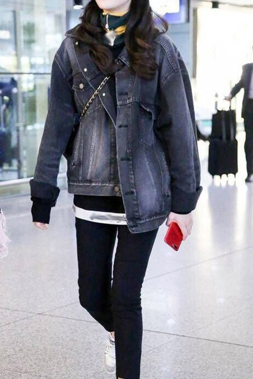 Women Superb Loose Long Sleeve Modern Elegant Solid Pattern Outstanding Denim Jacket
