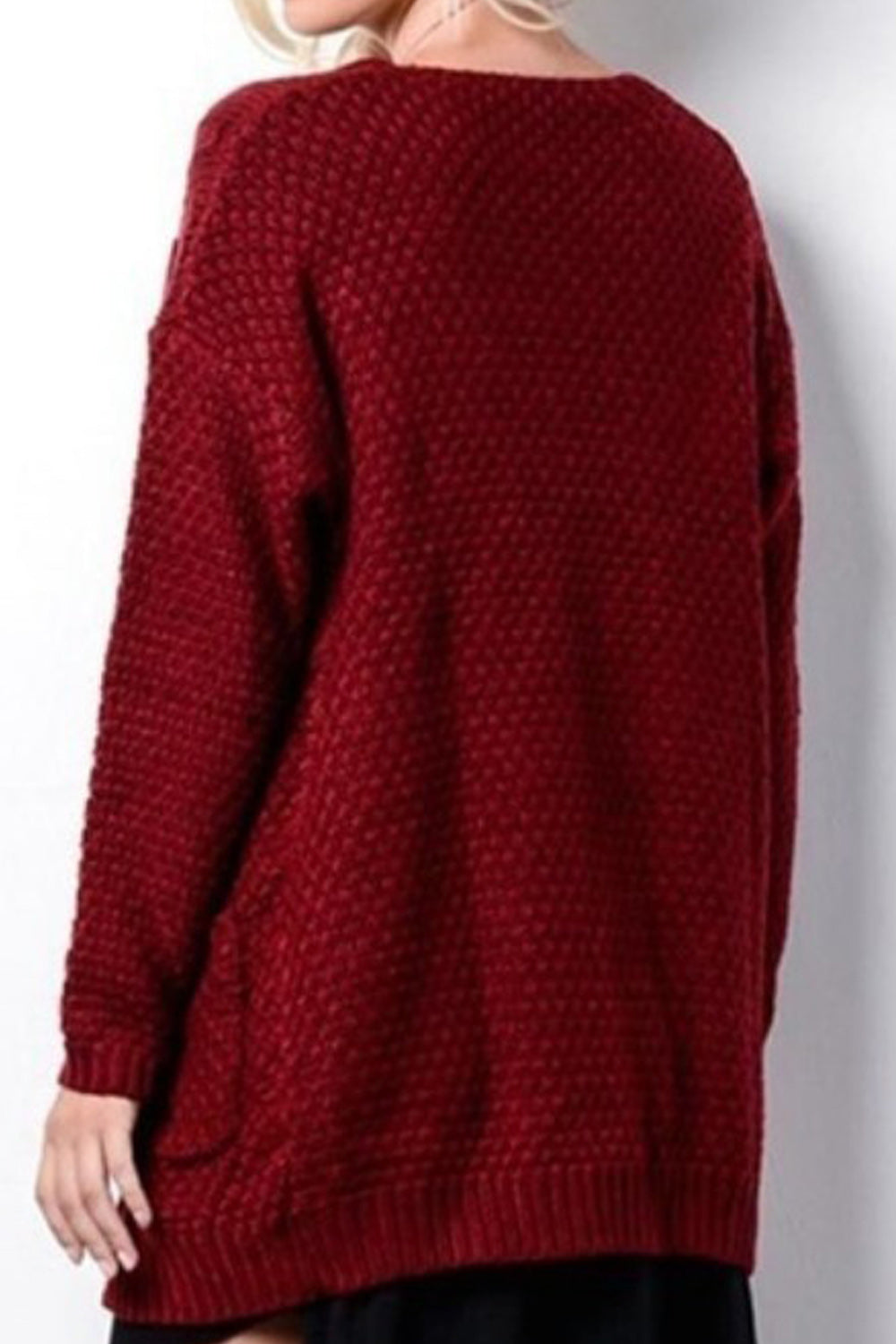 Women Pocket Styling Long Sleeve Thick Solid Pattern Cozy Cardigan