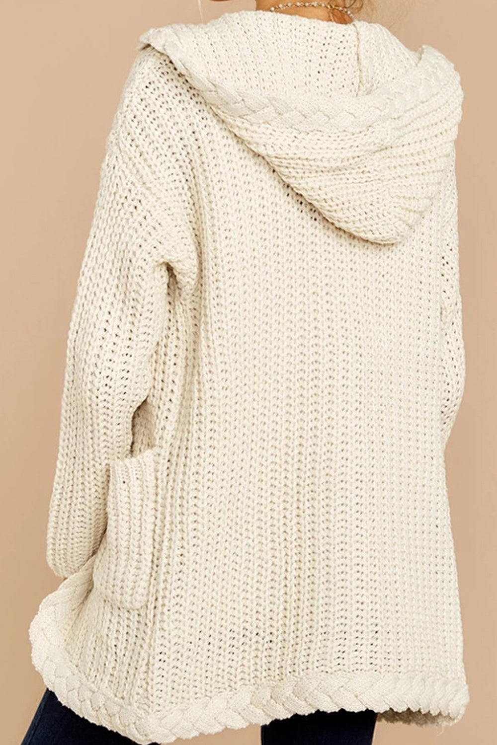 Women Warm Hooded Neck Perfect Winter Casual Solid Colored Cardigan
