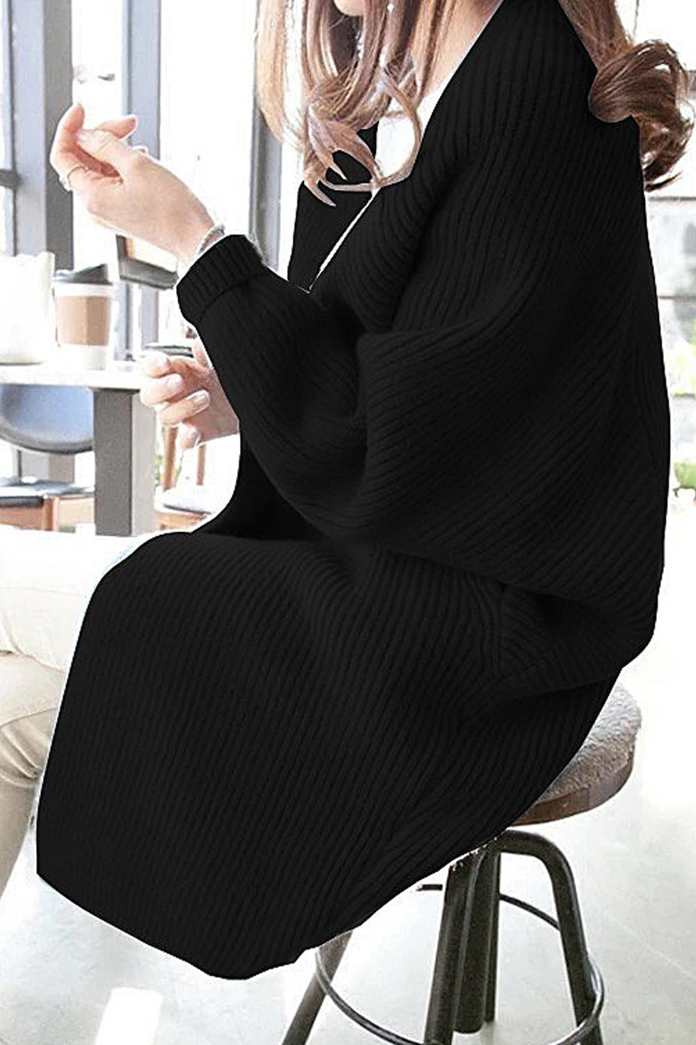 Women Comfortable Long Length Solid Colored Simple Cardigan