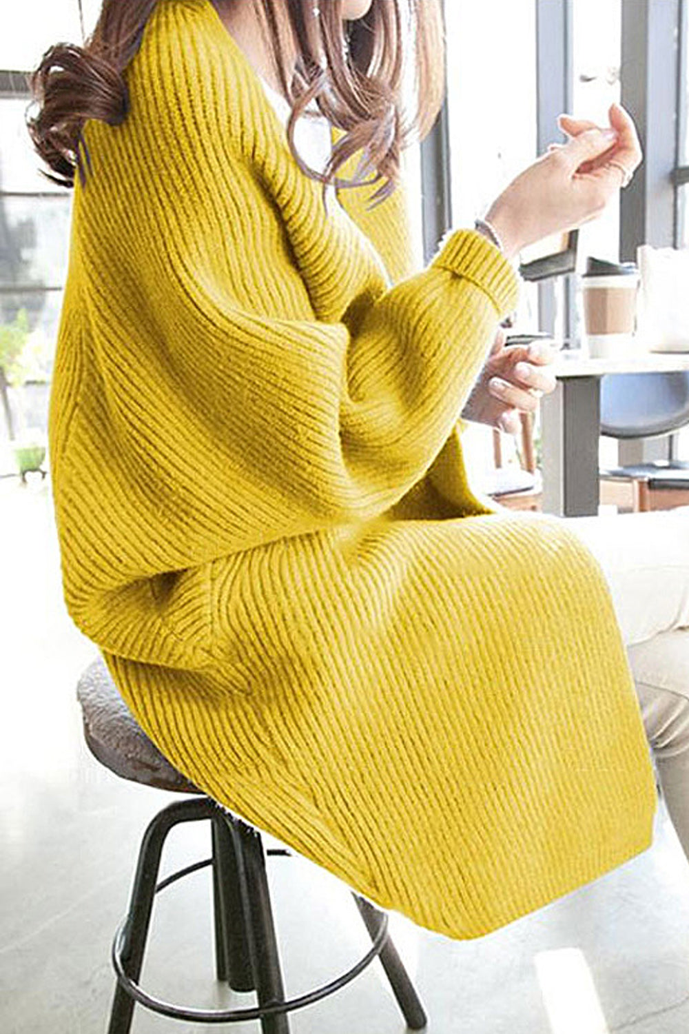Women Comfortable Long Length Solid Colored Simple Cardigan