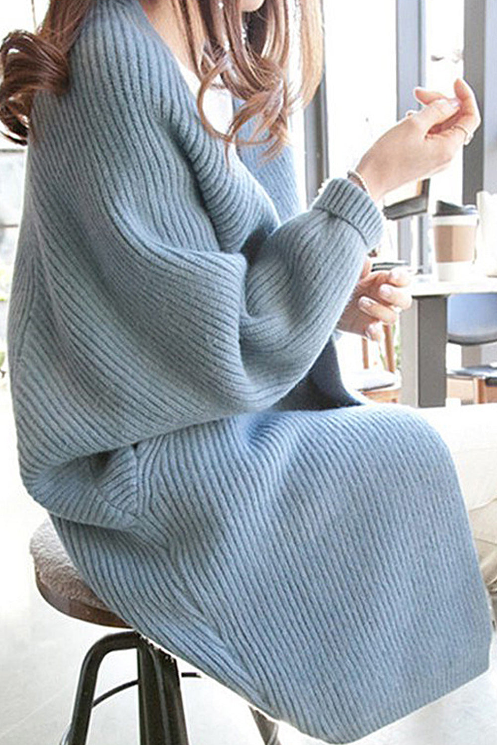 Women Comfortable Long Length Solid Colored Simple Cardigan