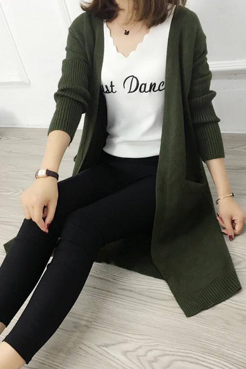 Women Long Length Warm Solid Colored Beautiful Winter Cardigan