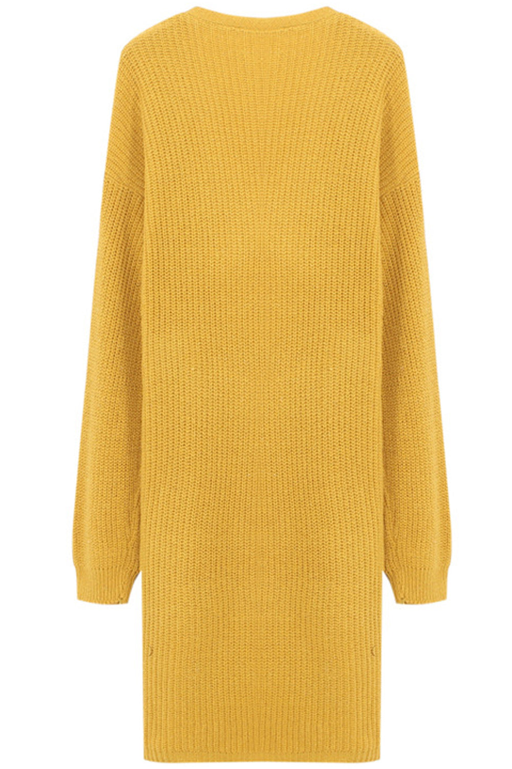 Women Front Open Solid Colored Double Pocket Styling Warm Cardigan
