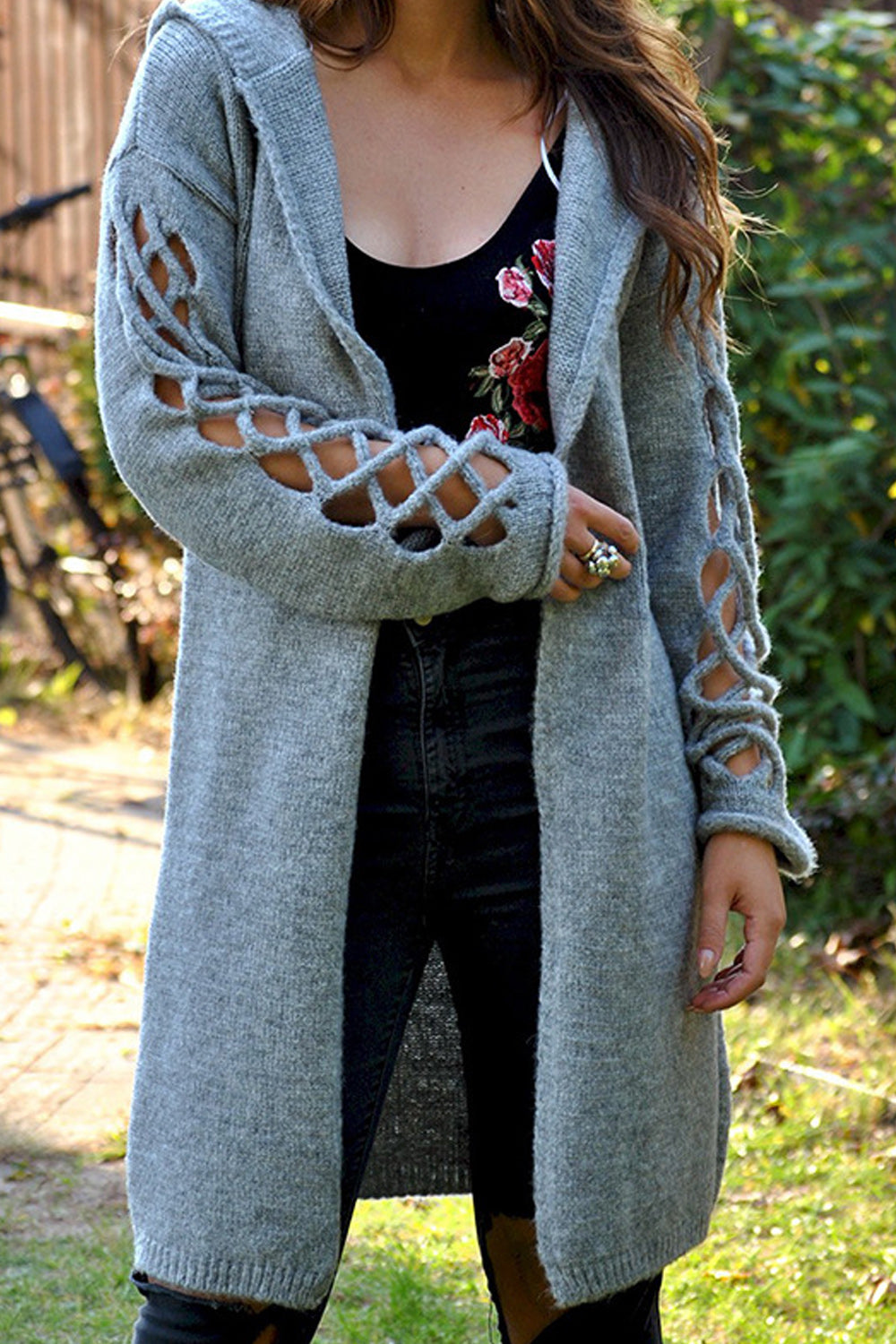 Women Mid Length Comfortable Long Sleeve Warm Solid Pattern Cardigan