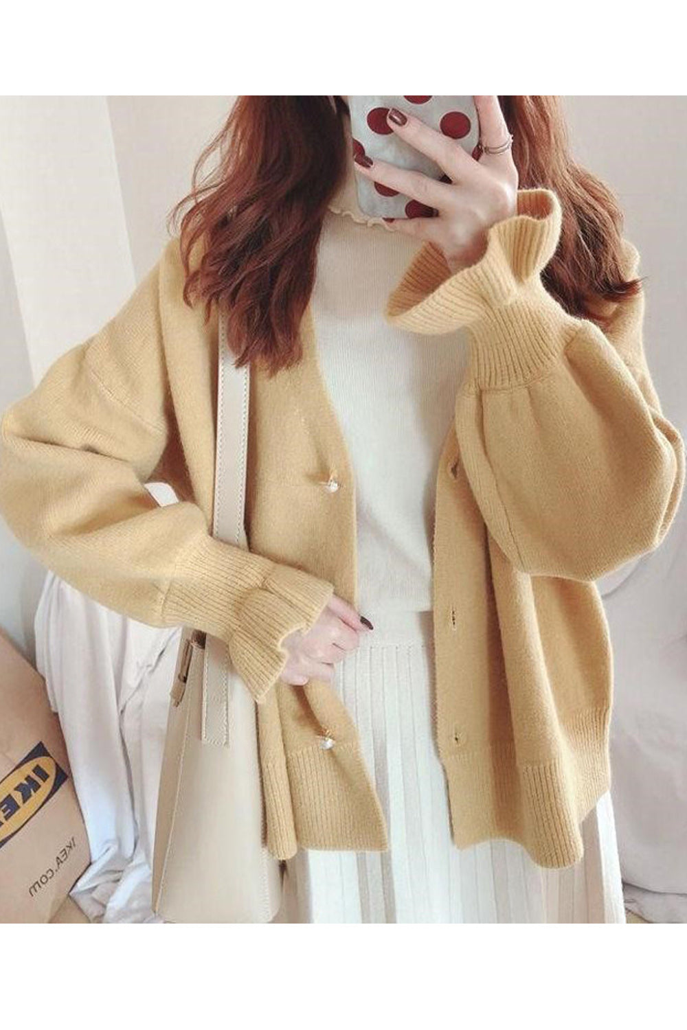 Women Loose Style Breathable Solid Colored Cozy Winter Cardigan