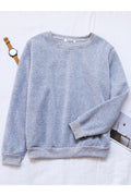 Women Comfy Solid Pattern Long Sleeve Thick Winter Sweatshirt