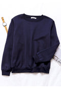 Women Decent Long Sleeve Pullover Ribbed Hem Round Neck Winter Sweatshirt