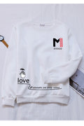 Women Lovely Round Neck Pullover Ribbed Hem Long Sleeve Winter Sweatshirt