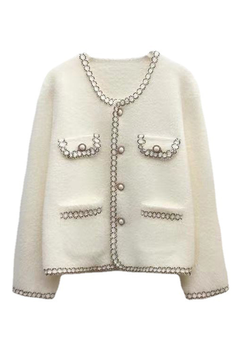 Women Stylish Solid Colored Flap Pockets Thick Long Sleeve Button Closure Casual Winter Cardigan