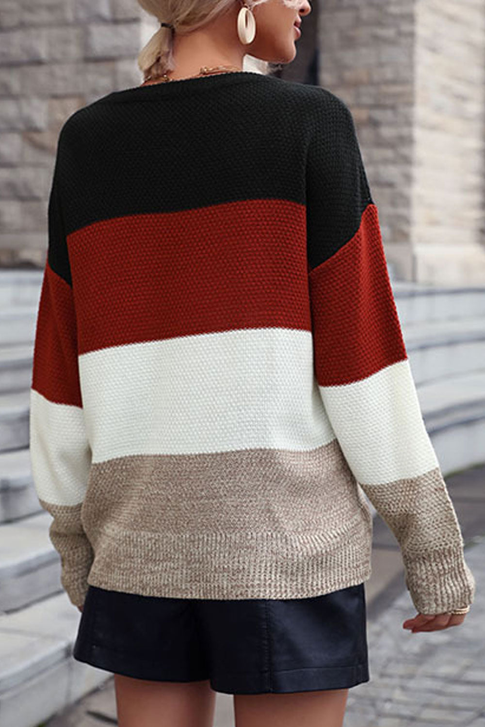 Women Beautiful Solid Pattern Warm Long Sleeve Easy Round Neck Winter Fashion Casual Sweater