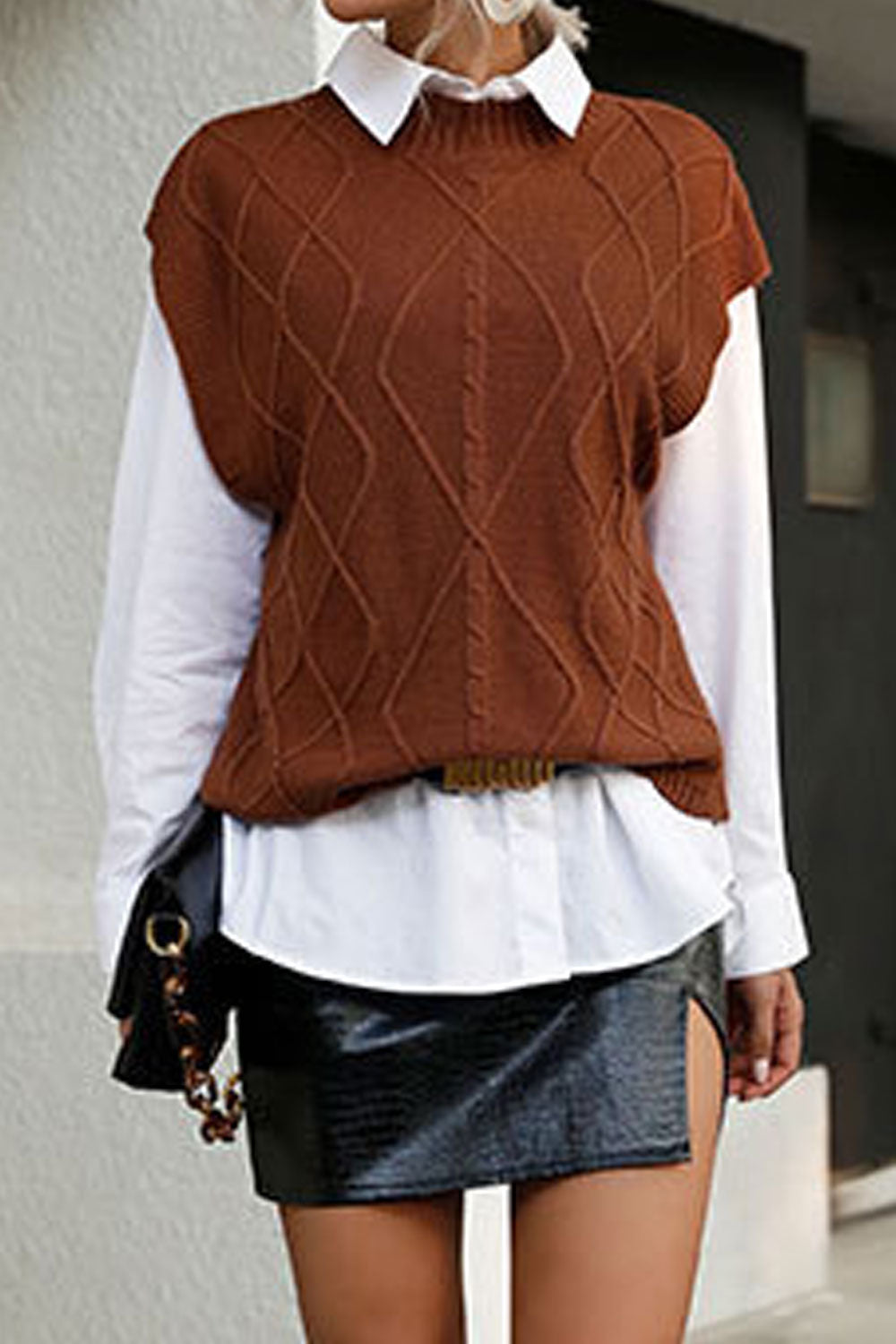 Women Sleeveless Fashion Lovely Solid Colored Winter Pullover Styled Weekend Sweater