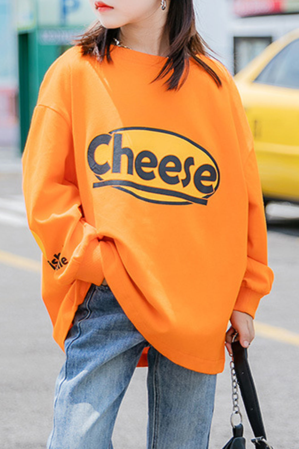Kids Girls Fashion Round Neck Printed Loose Warm Sweatshirt