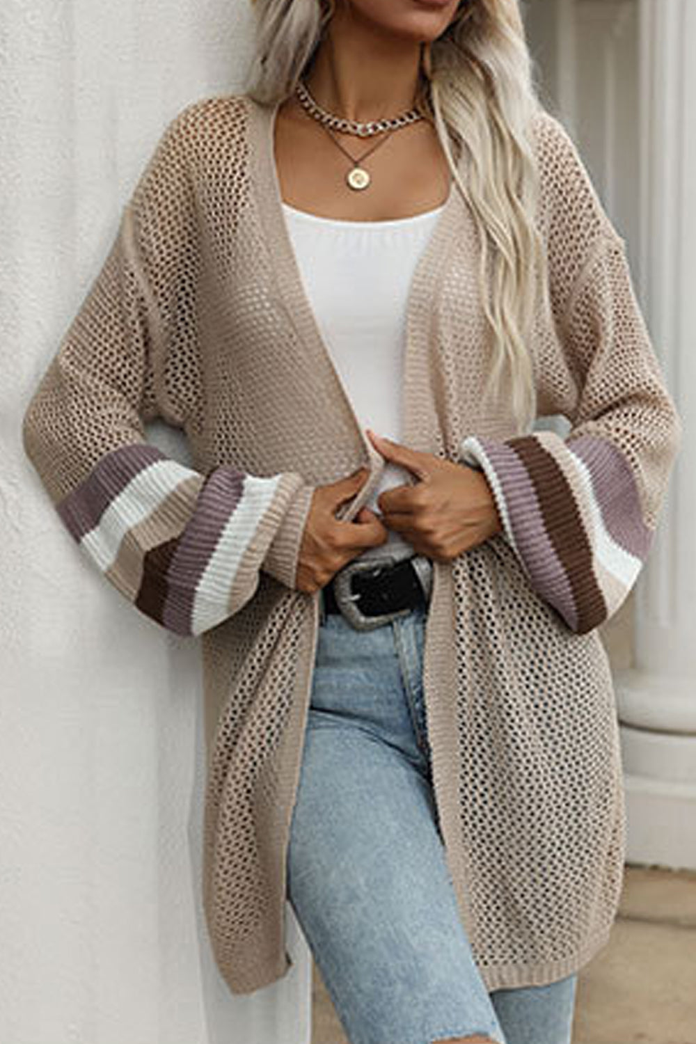 Women Restful & Comfortable Long Sleeve Superb Solid Colored Mid-Length Weekend Cardigan