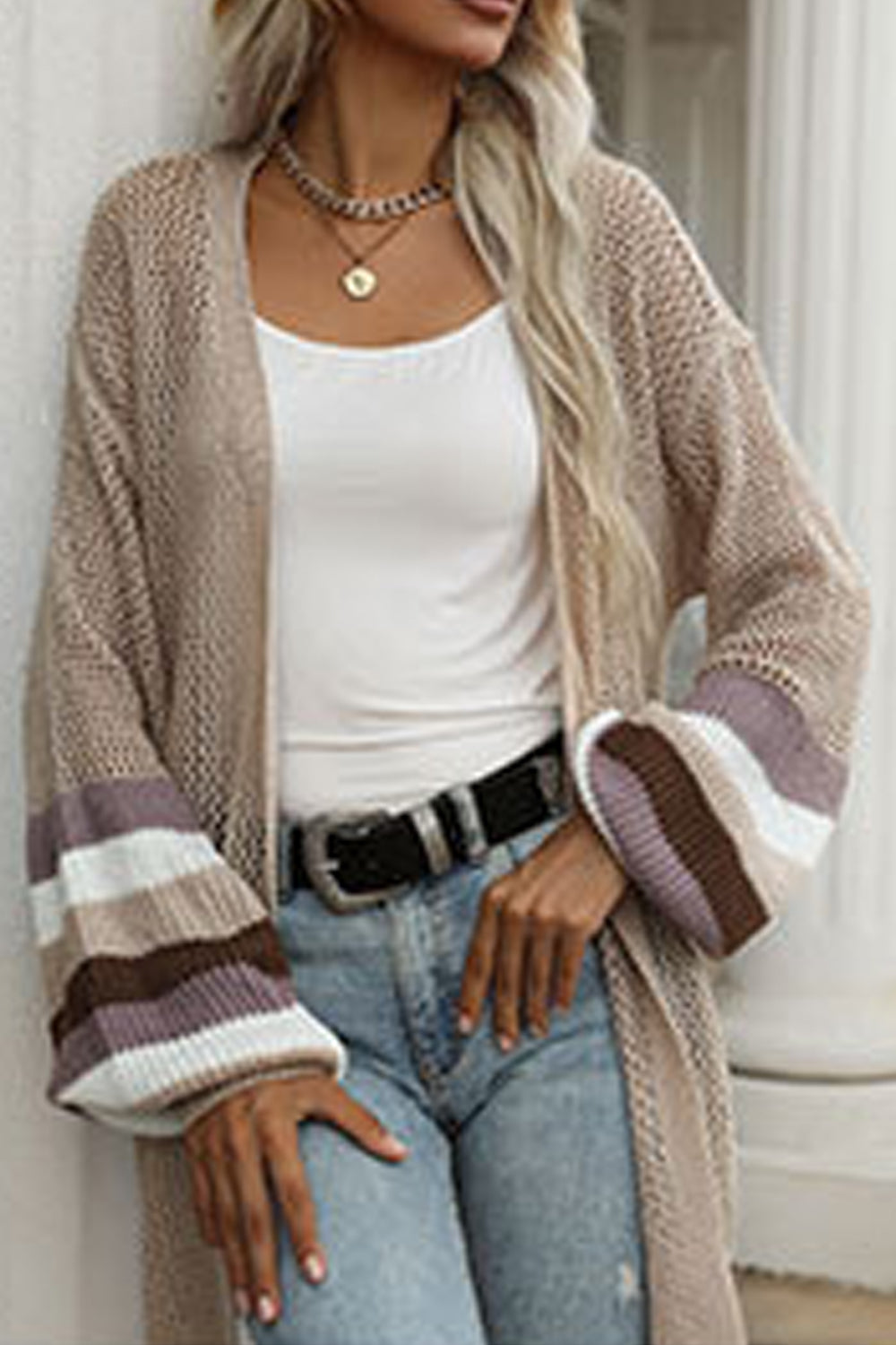 Women Restful & Comfortable Long Sleeve Superb Solid Colored Mid-Length Weekend Cardigan