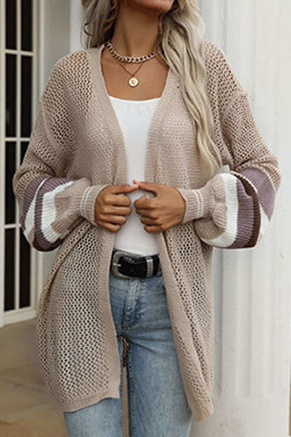 Women Restful & Comfortable Long Sleeve Superb Solid Colored Mid-Length Weekend Cardigan