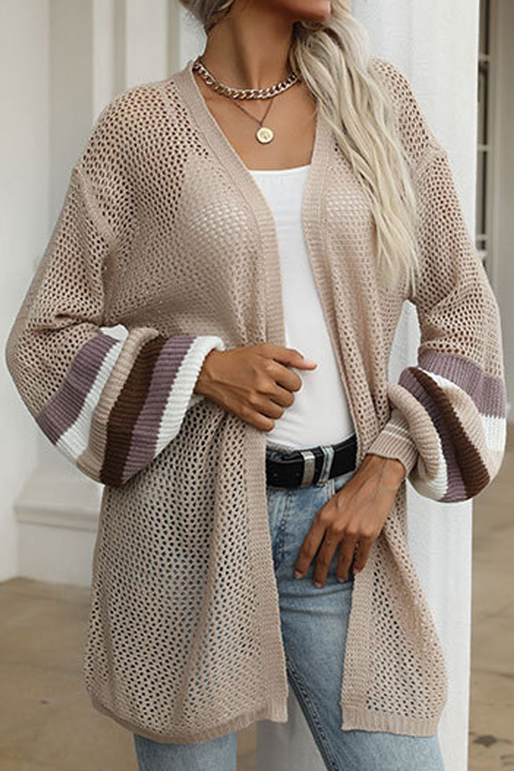 Women Restful & Comfortable Long Sleeve Superb Solid Colored Mid-Length Weekend Cardigan