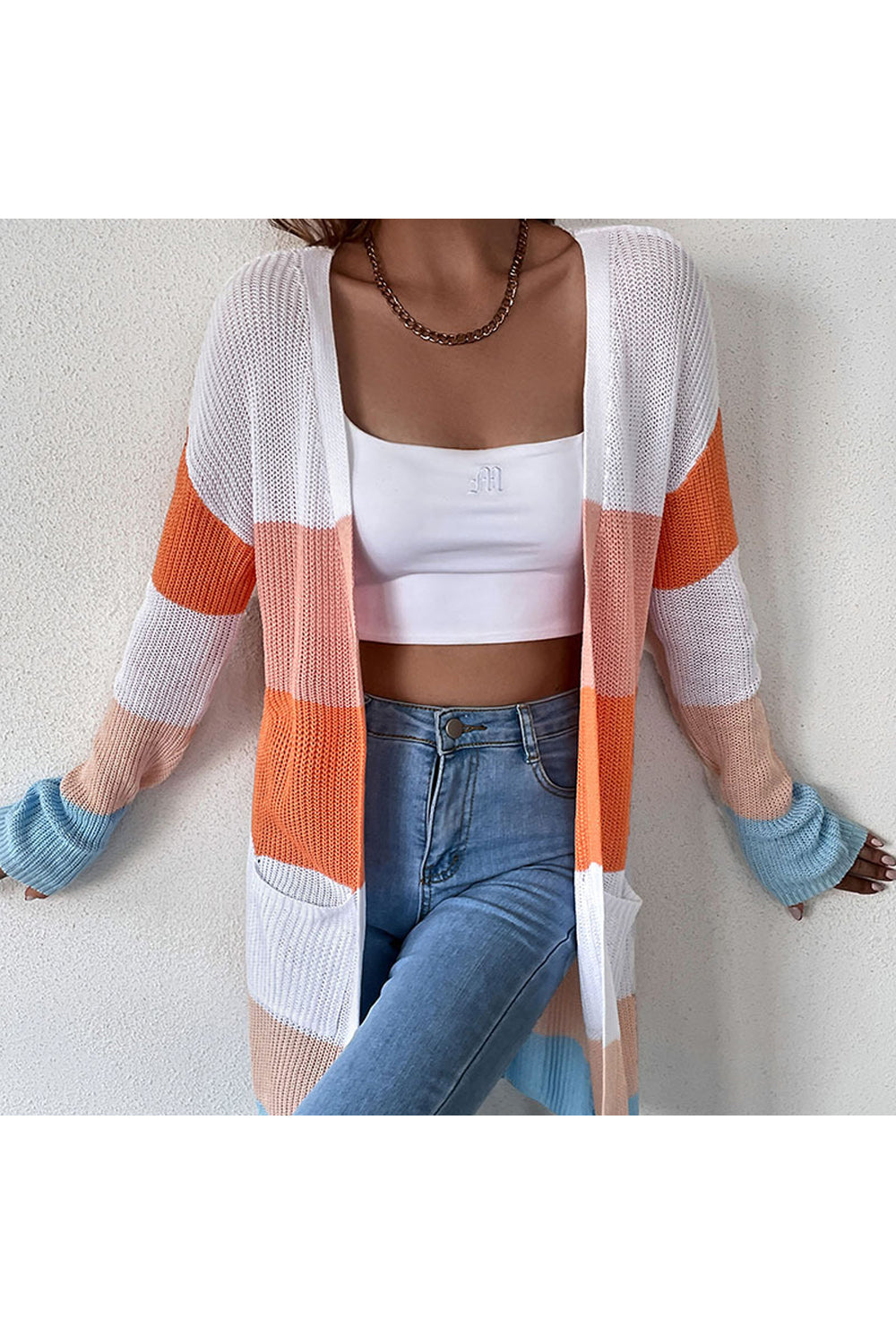 Women Splendid Striped Pattern Comfy Long Sleeve Thick & Restful Winter Cardigan