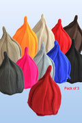 Pack of 3 - Kids Girls Elegant Solid Colored Thick Amazing Winter Hat. - Any 3 available Colors.
