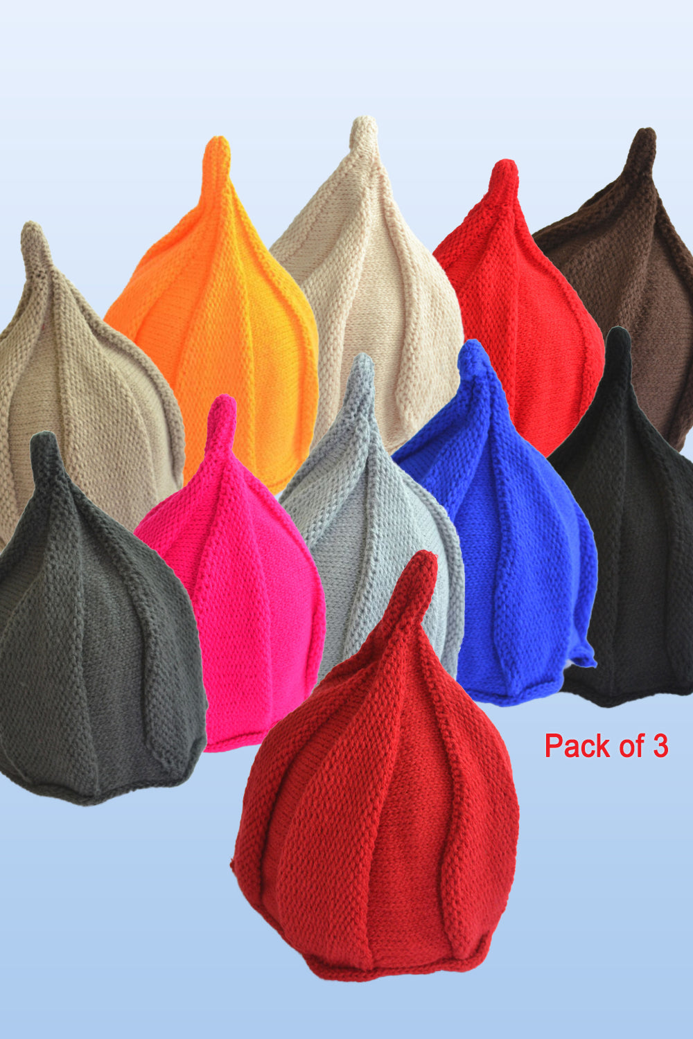 Pack of 3 - Kids Girls Elegant Solid Colored Thick Amazing Winter Hat. - Any 3 available Colors.