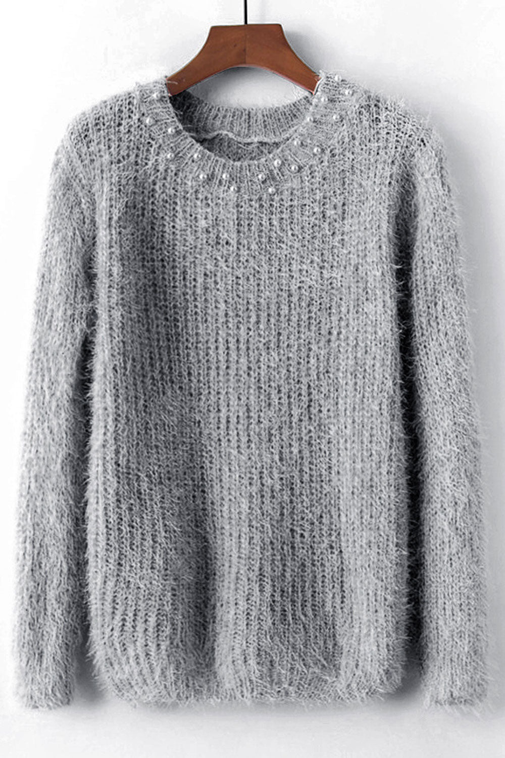 Women Long Sleeve Knitted Winter Easy Round Neck Splendid Solid Colored Weekend Pullover Sweater