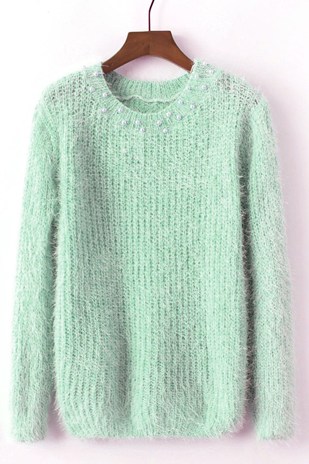 Women Long Sleeve Knitted Winter Easy Round Neck Splendid Solid Colored Weekend Pullover Sweater