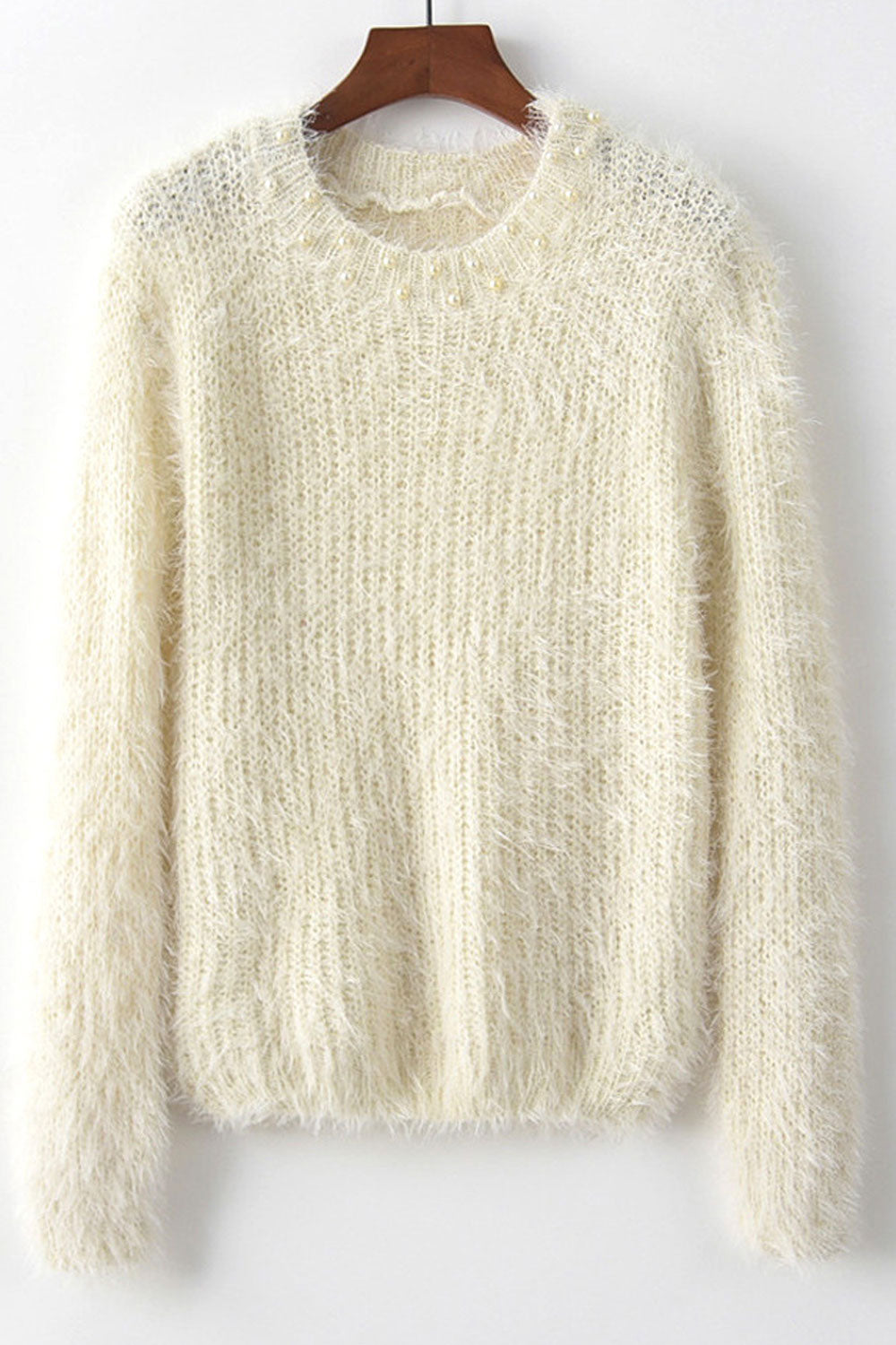 Women Long Sleeve Knitted Winter Easy Round Neck Splendid Solid Colored Weekend Pullover Sweater