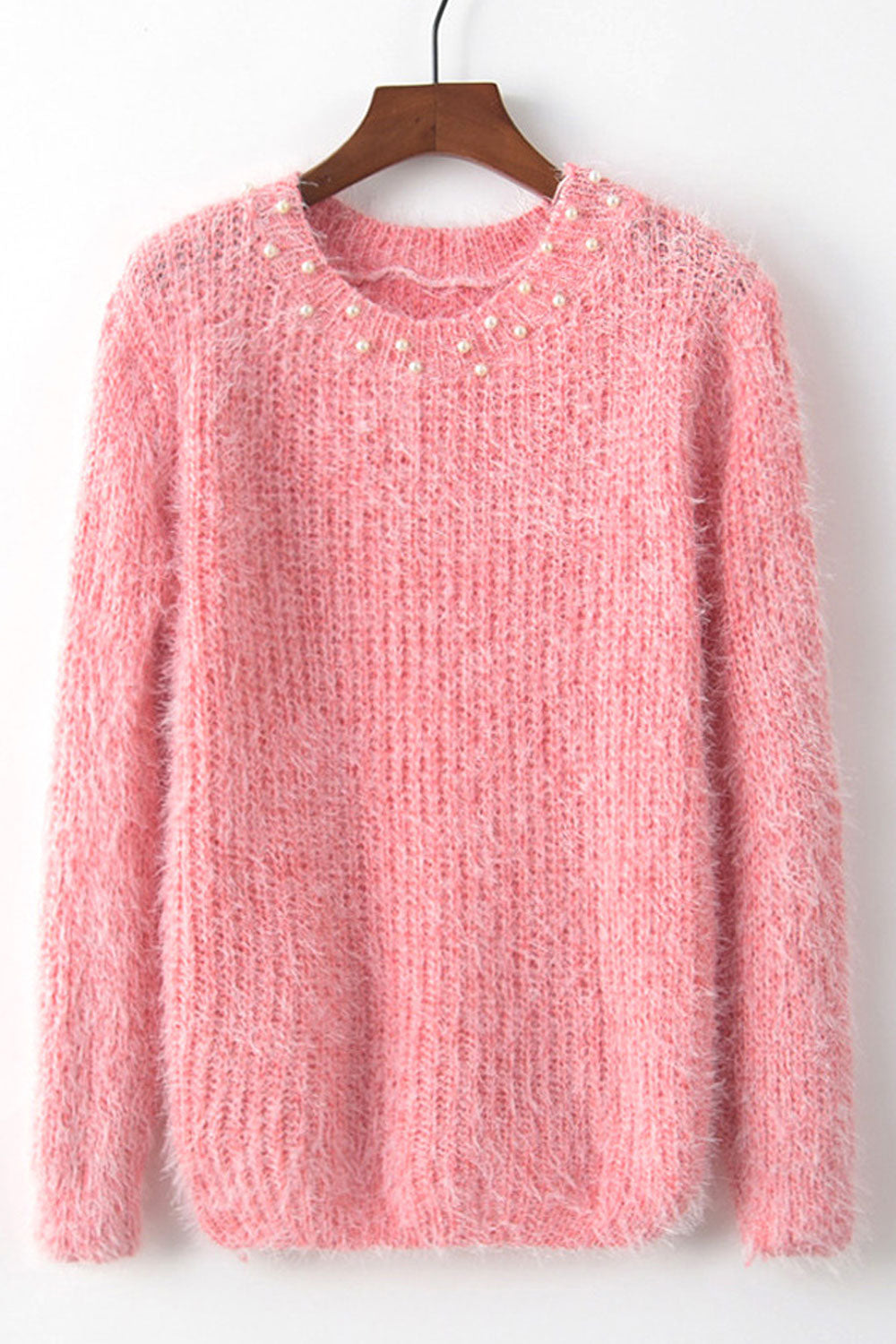 Women Long Sleeve Knitted Winter Easy Round Neck Splendid Solid Colored Weekend Pullover Sweater