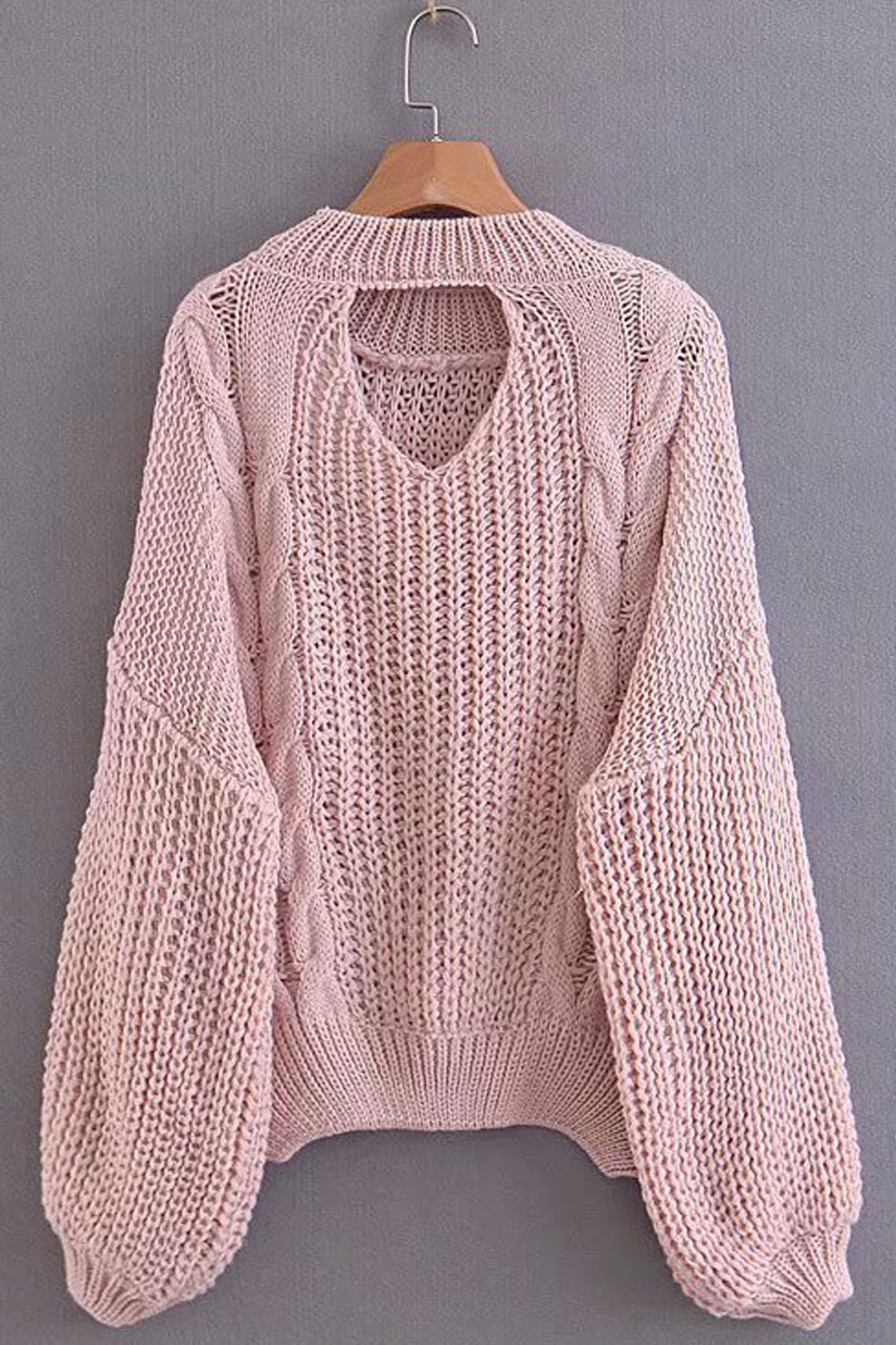 Women Thick & Durable Trendy Solid Colored Loose Long Sleeve Hollow Fashion Casual Pullover Sweater