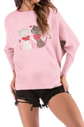 Women Restful Long Sleeve Superb Printed Pattern Easy Round Neck Pullover Casual Sweater