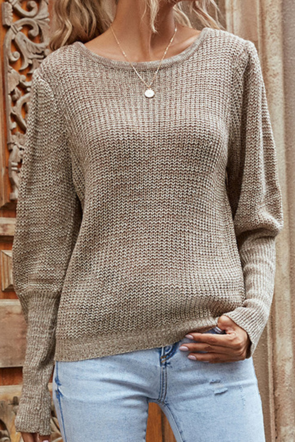 Women Winter Fashion Round Neck Restful Long Sleeve Fabulous Solid Colored Pullover Sweater