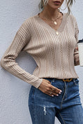 Women Stretchable Relaxed Fit Long Sleeve Comfortable V-Neck Winter Pullover Warm Sweater