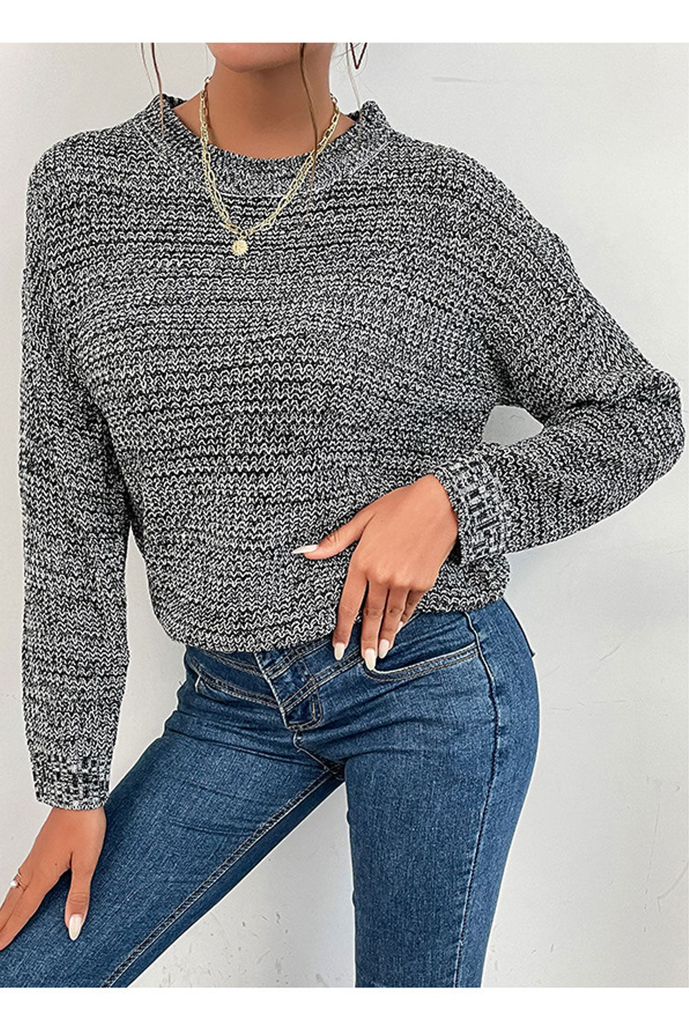 Women Classy Solid Colored Warm Long Sleeve Comfy Round Neck Winter Outgoing Fashion Sweater
