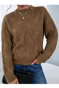 Women Knitted & Restful Long Sleeve Delightful Solid Colored Round Neck Winter Casual Sweater