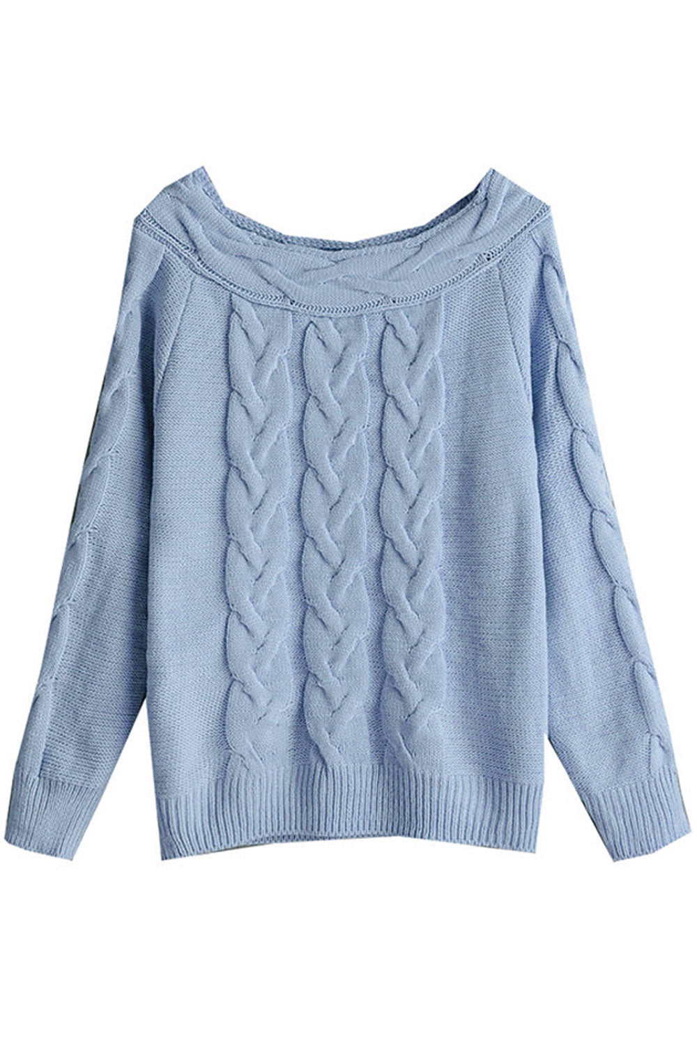 Women Delightful Solid Colored Fashion Boat Neck Warm Long Sleeve Winter Casual Sweater