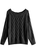 Women Delightful Solid Colored Fashion Boat Neck Warm Long Sleeve Winter Casual Sweater