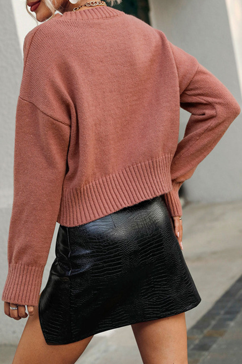 Women Splendid Solid Colored Winter Warm Long Sleeve Easy Round Neck Casual Pullover Sweater