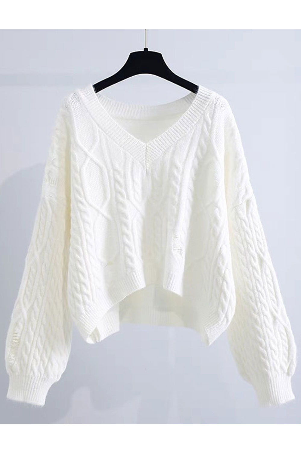Women Winter Short Styled Warm Long Sleeve V-Neck Trendy Solid Colored Winter Pullover Sweater