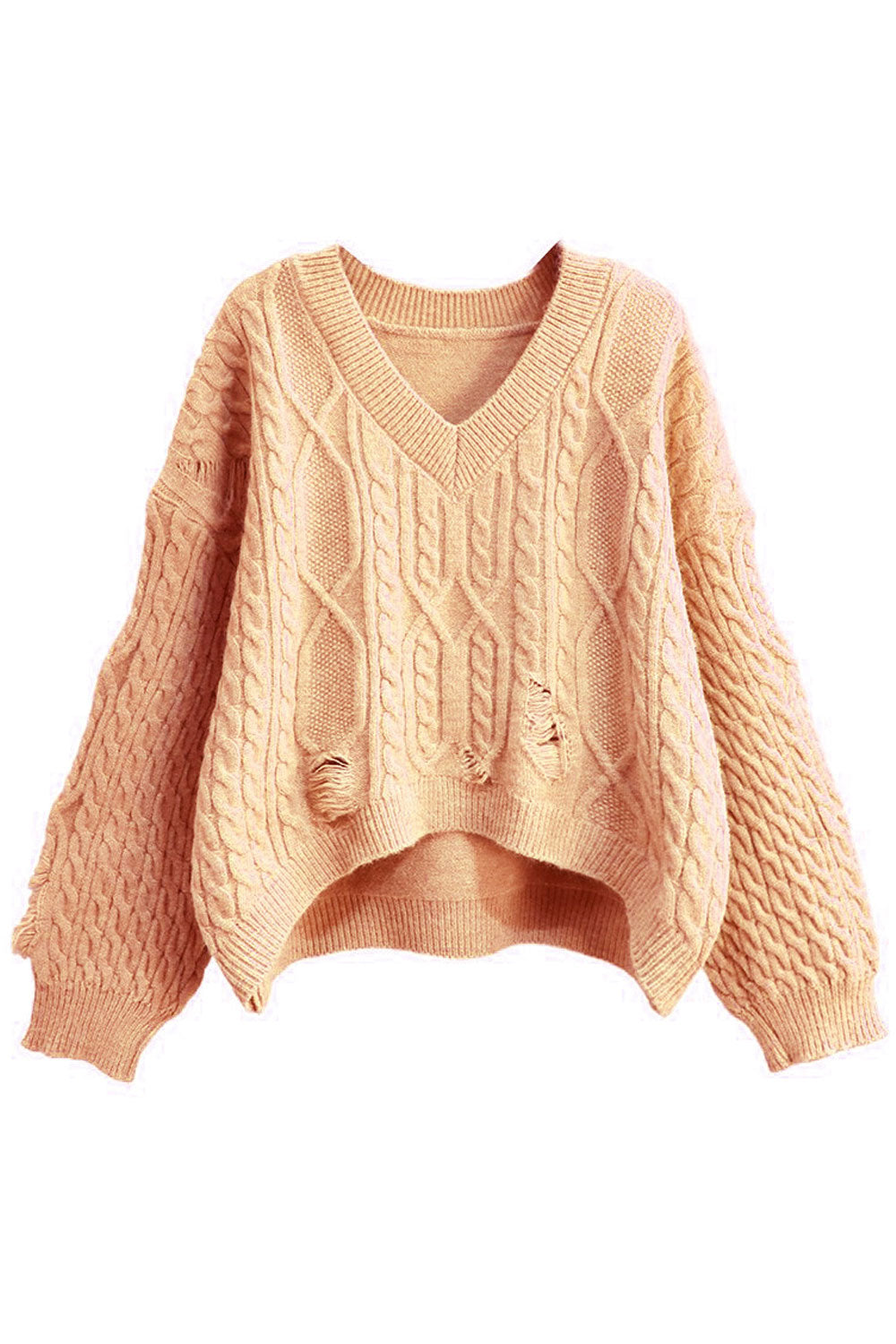 Women Winter Short Styled Warm Long Sleeve V-Neck Trendy Solid Colored Winter Pullover Sweater
