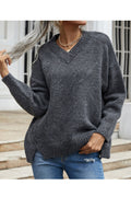 Women Thick & Comfortable Long Sleeve Easy V-Neck Beautiful Solid Colored Pullover Casual Sweater