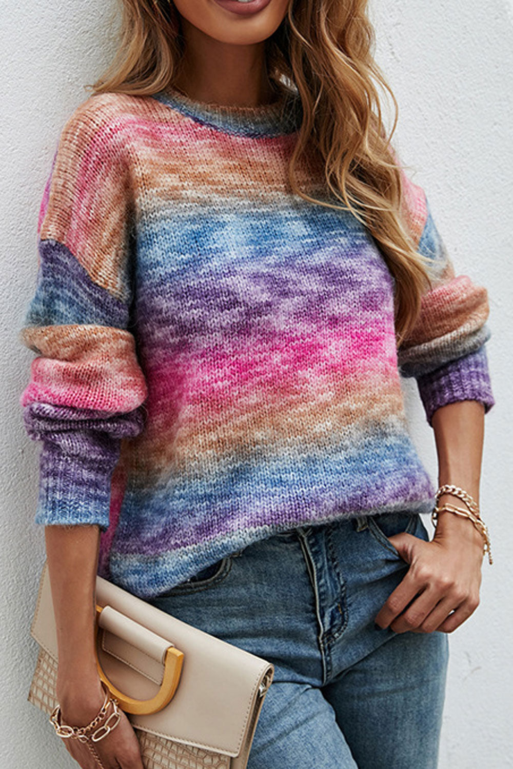 Women Splendid Printed Pattern Winter Warm Long Sleeve Weekend Pullover Sweater