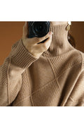 Women Windbreaker High Neck Thick Long Sleeve Superb Solid Colored Winter Pullover Sweater