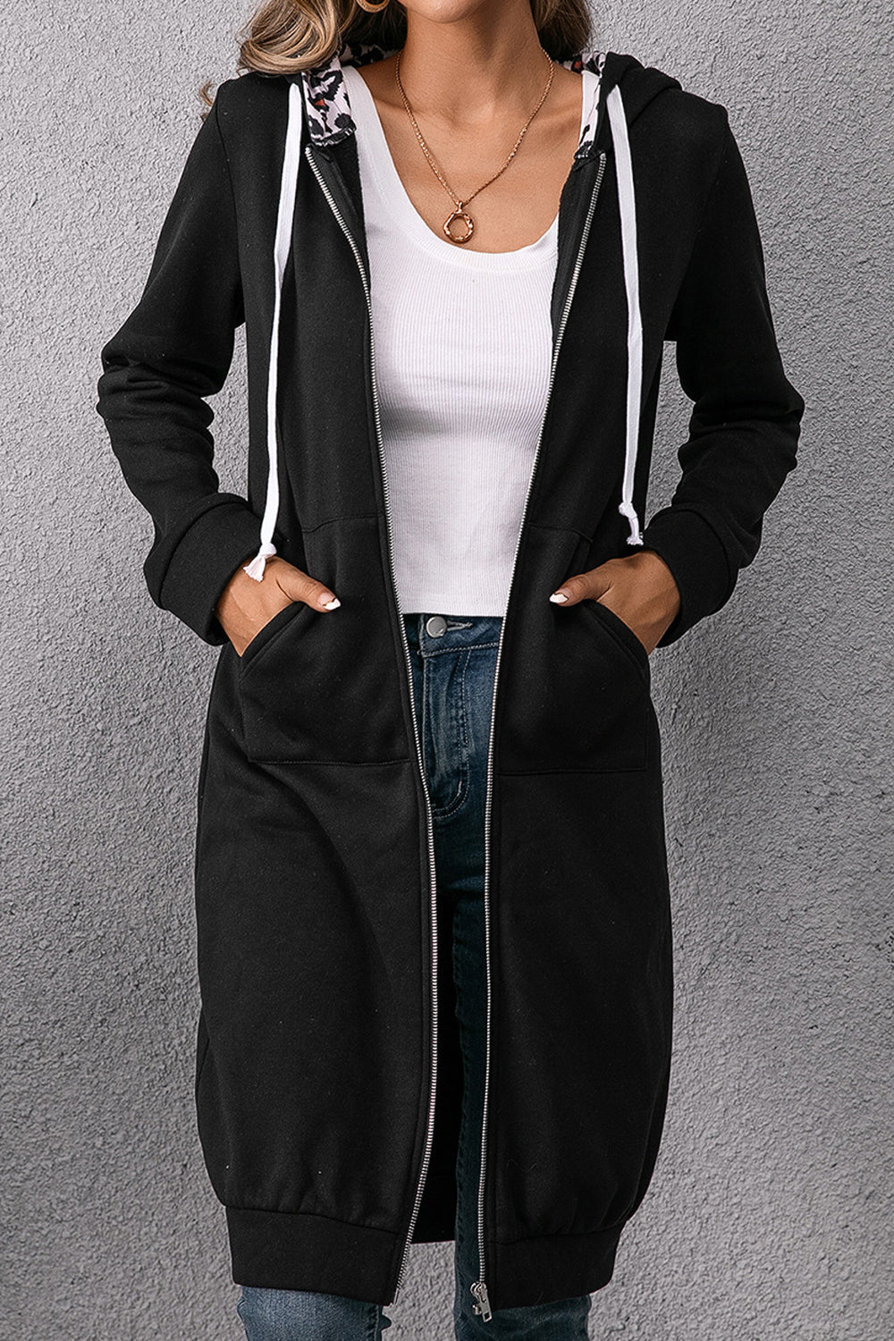 Women Winter Mid-Length Easy Zipper Closure Thick Long Sleeve Hooded Neck Casual JacketWomen Winter Mid-Length Easy Zipper Closu