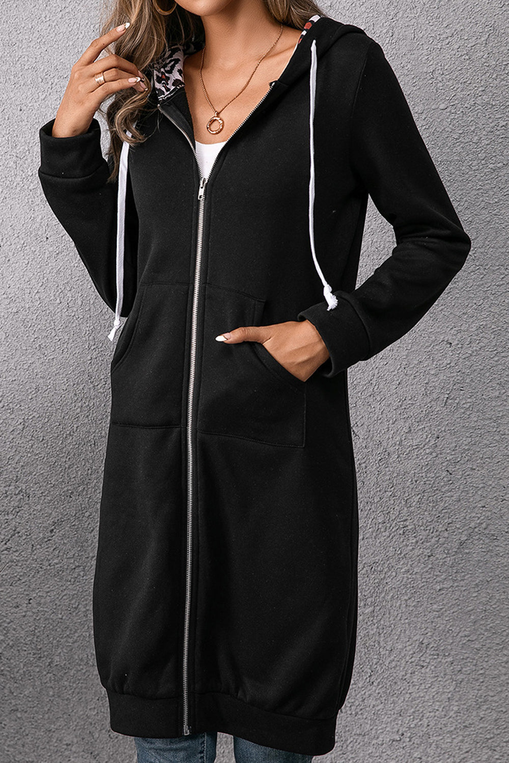 Women Winter Mid-Length Easy Zipper Closure Thick Long Sleeve Hooded Neck Casual JacketWomen Winter Mid-Length Easy Zipper Closu