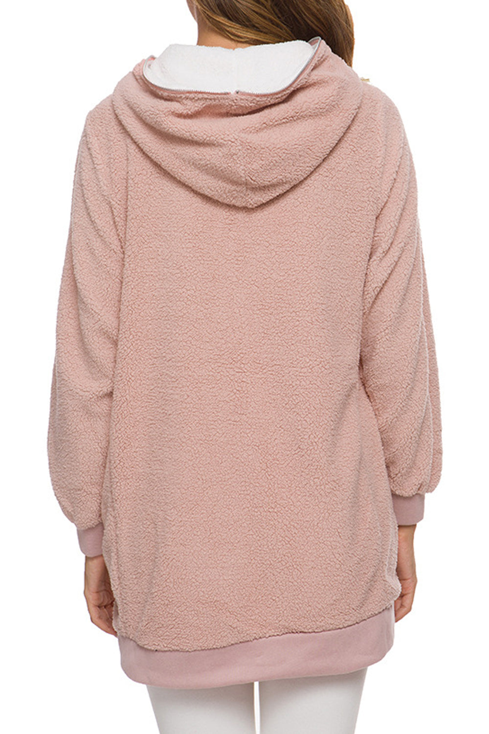 Women Winter Styled Fantastic Solid Colored Zip Up Fashion Warm Hooded Neck Casual Jacket