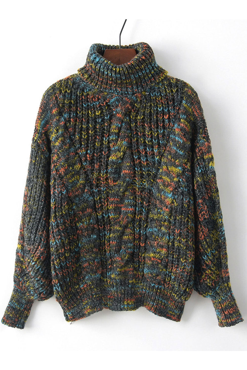 Women Warm & Stretchable Trendy Solid Colored High Neck Easy Long Sleeve Pullover Sweater